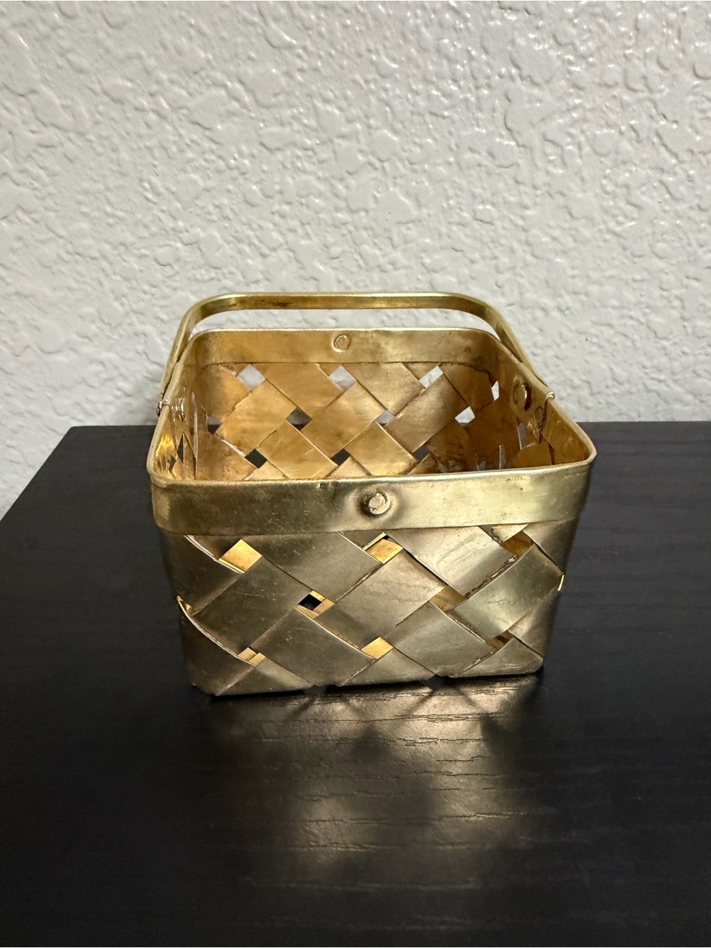 Brass Woven Decorative Basket - Home Accents